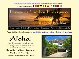 Web site www.ahawaiibnb.com, Hawaii's Hidden Hideaway