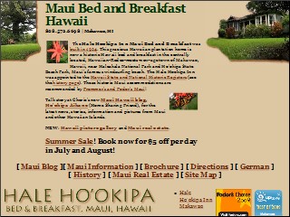 Web site www.maui-bed-and-breakfast.com, Hale Hookipa Inn