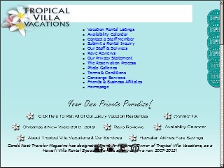 Web site www.tropicalvillavacations.com, Tropical Villa Vacations