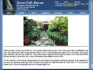 Web site www.waterfallbnb.com, Mohala Ke Ola